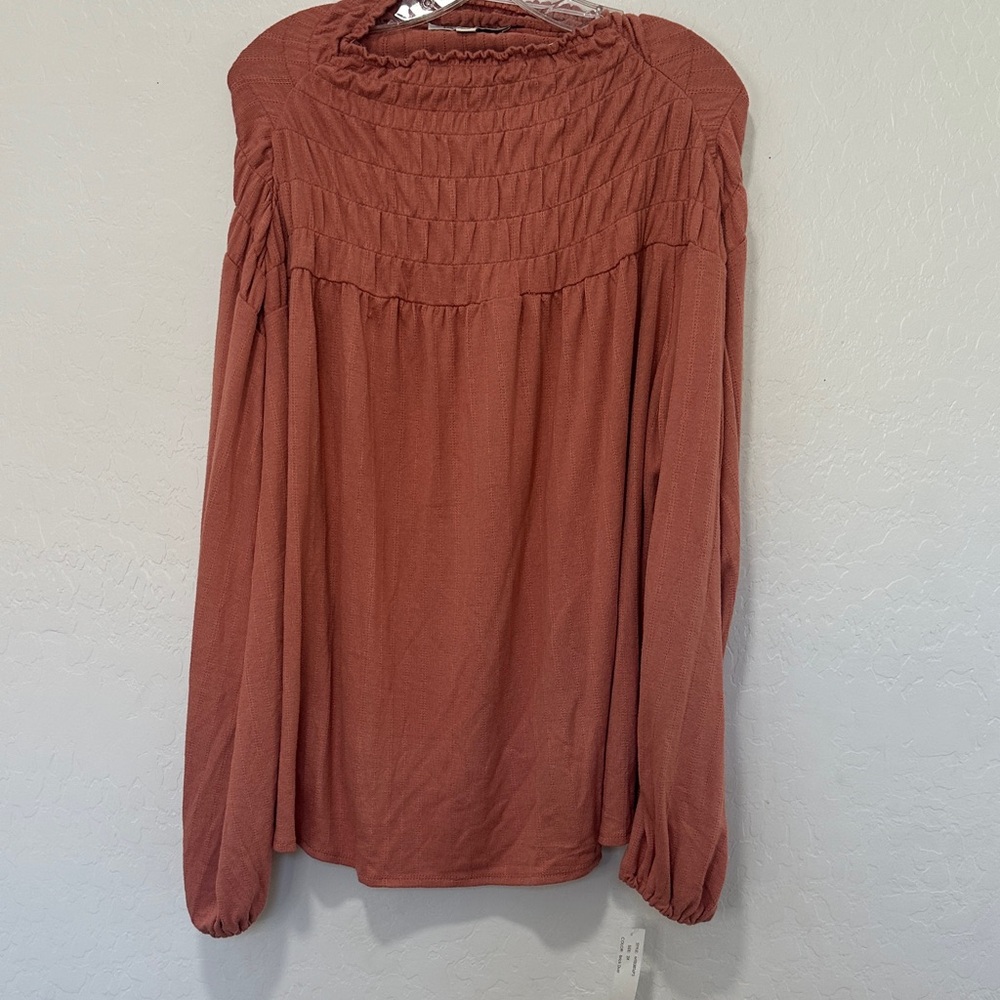 NWT Zac & Rachel Terracotta pink‎ Blouse long sleeve top women’s plus size 2X